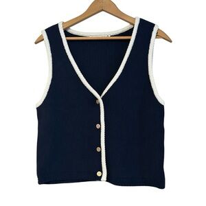 Abercrombie & Fitch Mara Button Up Sweater Vest Size Medium Navy